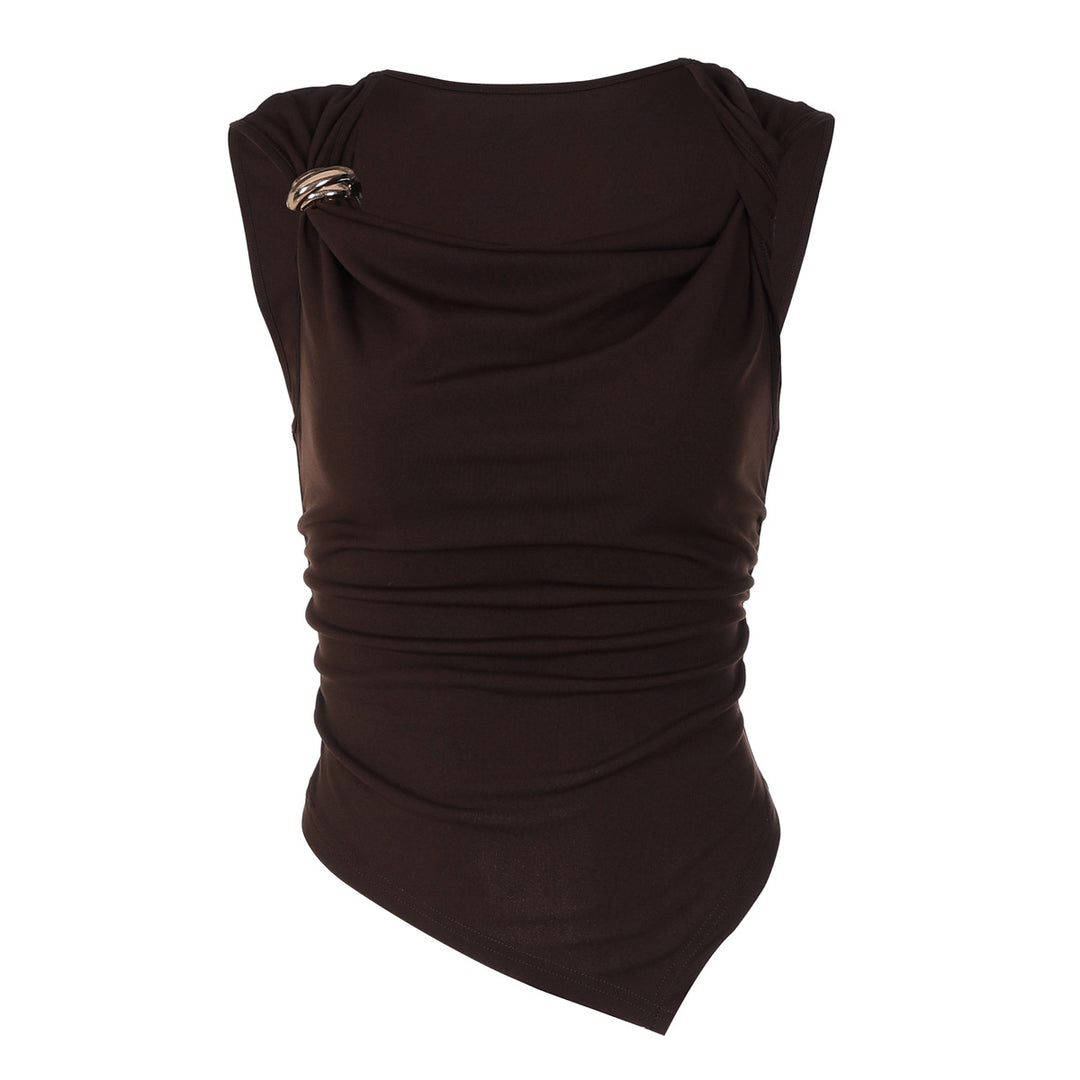 Damen elegantes drapiertes Top mit asymmetrischem Saum und dekorativem Detail Echo Archiv