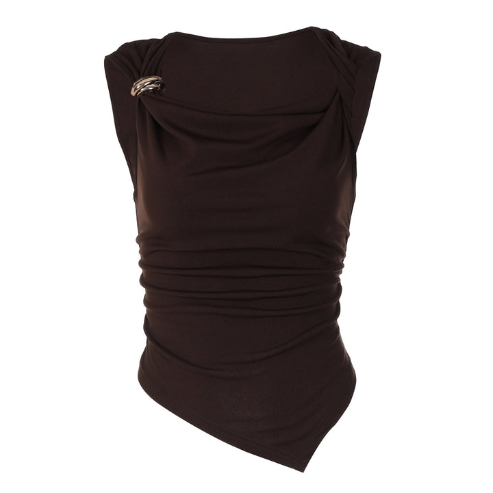 Damen elegantes drapiertes Top mit asymmetrischem Saum und dekorativem Detail Echo Archiv