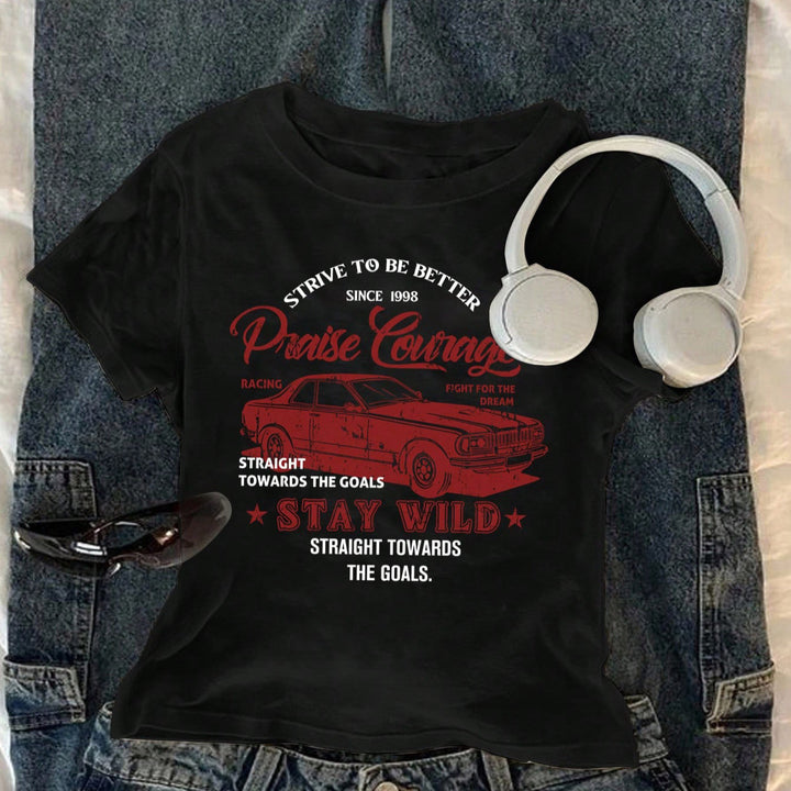 Damen T-Shirt mit kreativem Druck und lässigem Schnitt Echo Archiv