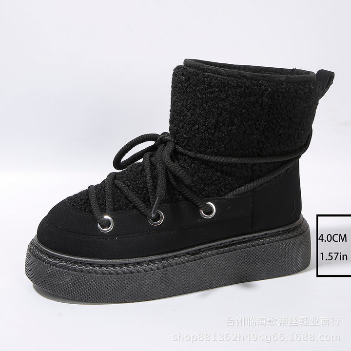 Damen Gefütterte Plateau-Schnürboots mit Teddyfutter und dicker Profilsohle – Lioré