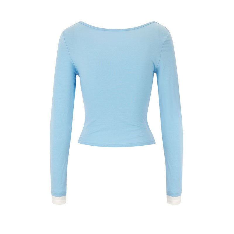 Damen figurbetontes Longsleeve mit elegantem Raffungseffekt und tiefem Ausschnitt Echo Archiv