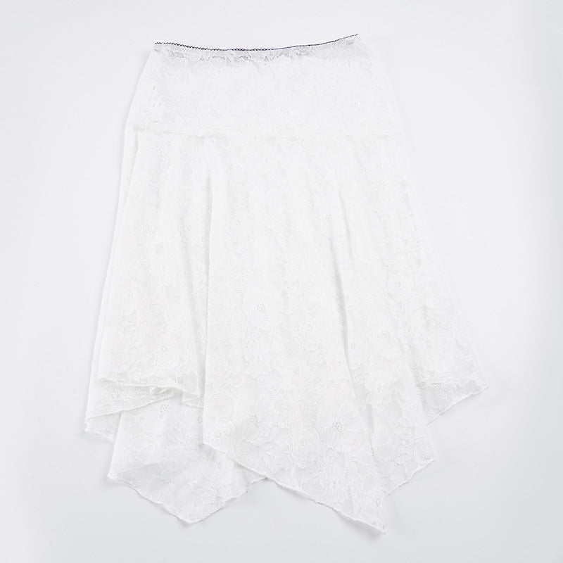 Damen eleganter Spitzenrock mit asymmetrischem Schnitt Echo Archiv