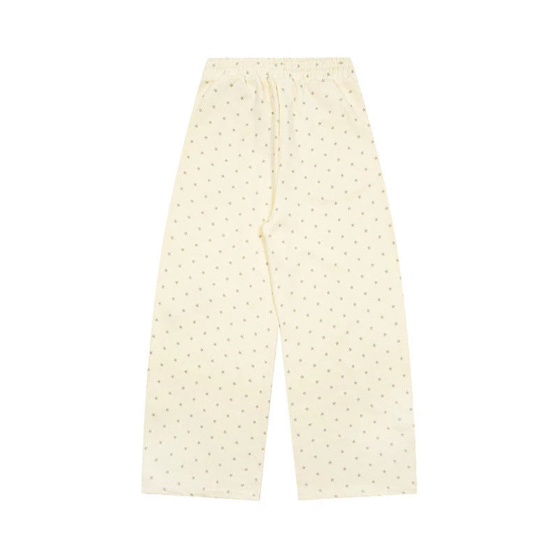 Damen Weite Lounge-Hose mit elastischem Bund, Sternenallover und Pfoten-Applikation Echoarchiv