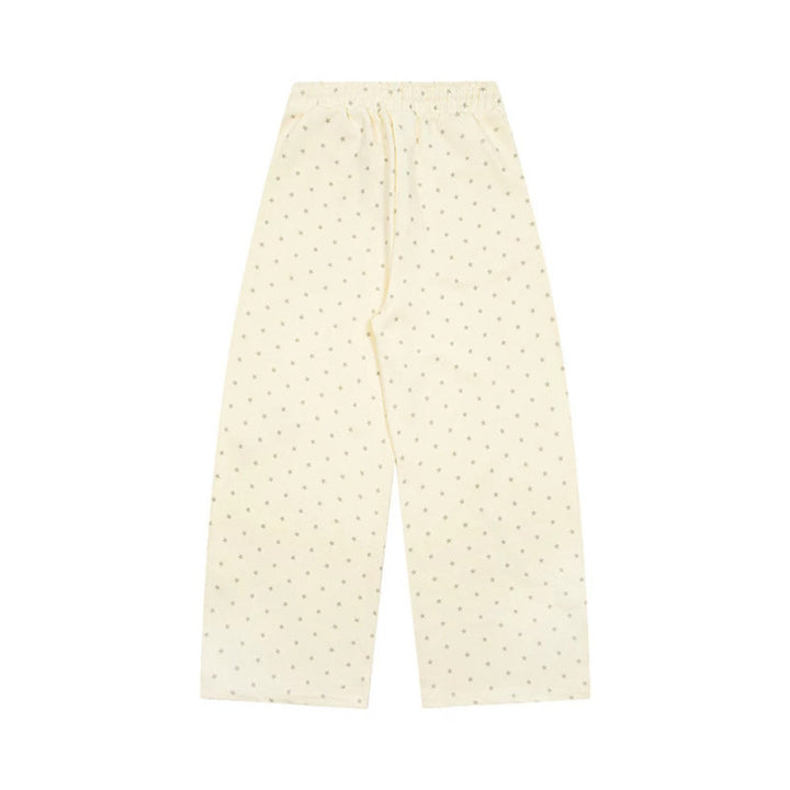 Damen Weite Lounge-Hose mit elastischem Bund, Sternenallover und Pfoten-Applikation Echoarchiv