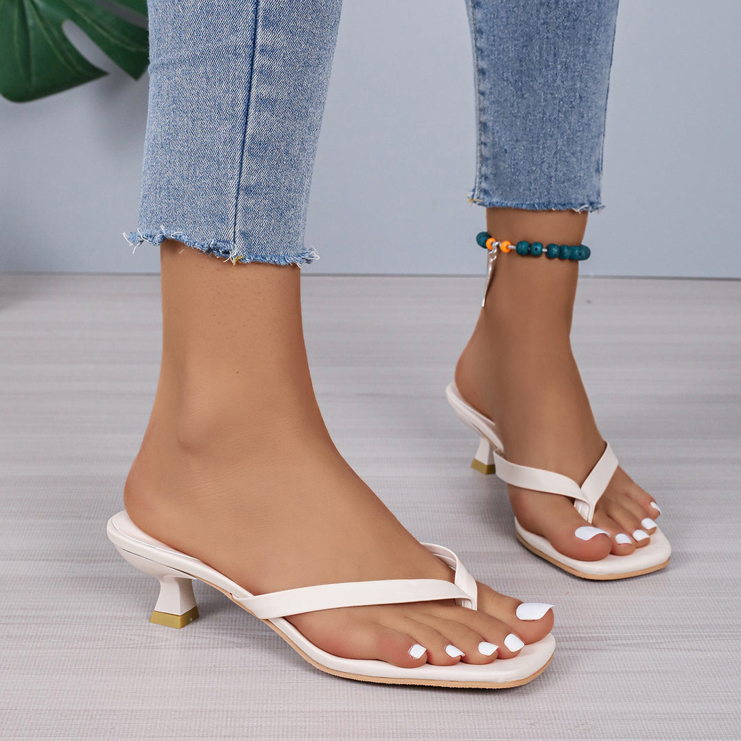 Damen nan elegante Zehensteg-Mules mit niedrigem Blockabsatz und quadratischer Zehenform Echo Archiv
