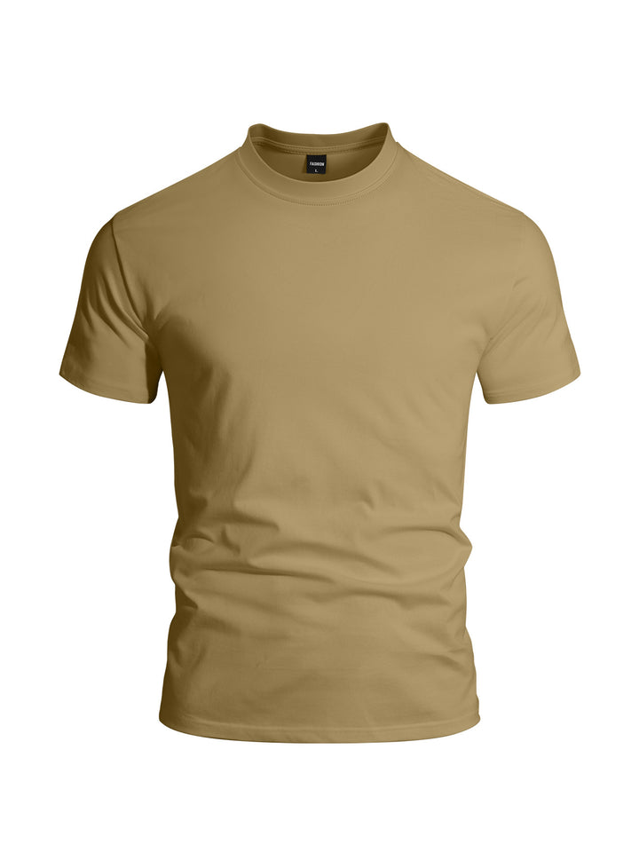 Herren nan eng anliegendes Rundhals-Basicshirt aus Singlejersey mit verstärktem Nackenband Echo Archiv