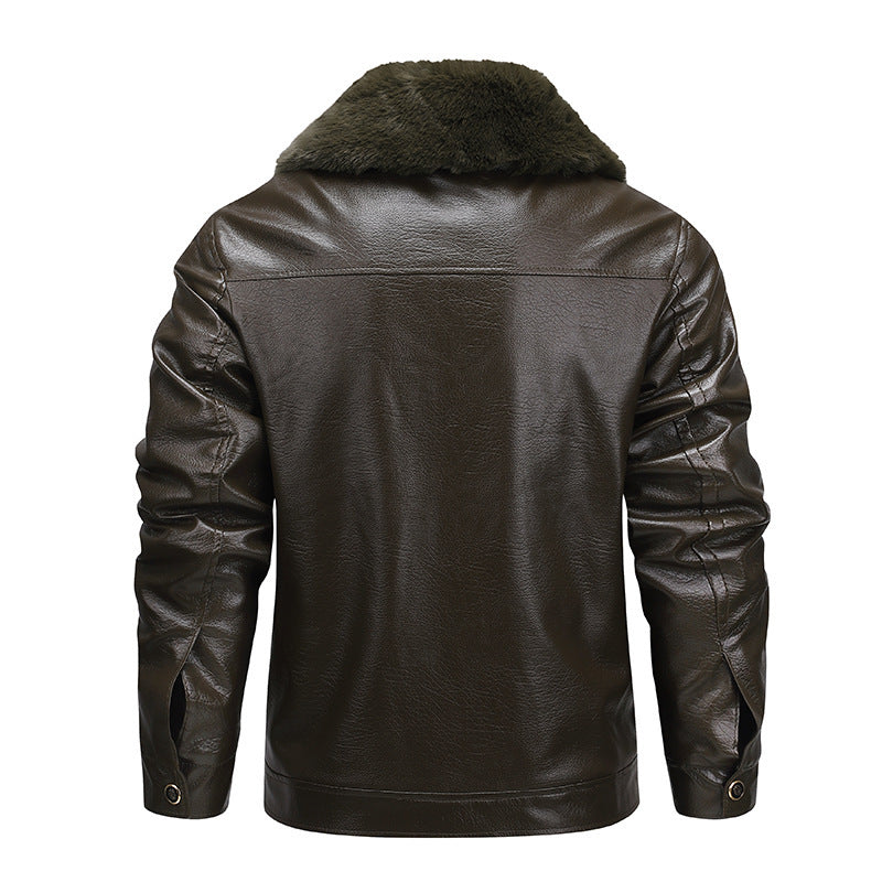Herren Kunstleder-Fliegerjacke mit durchgehendem Teddyfutter und markantem Fellkragen Echoarchiv