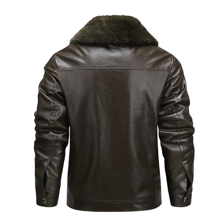 Herren Kunstleder-Fliegerjacke mit durchgehendem Teddyfutter und markantem Fellkragen Echoarchiv