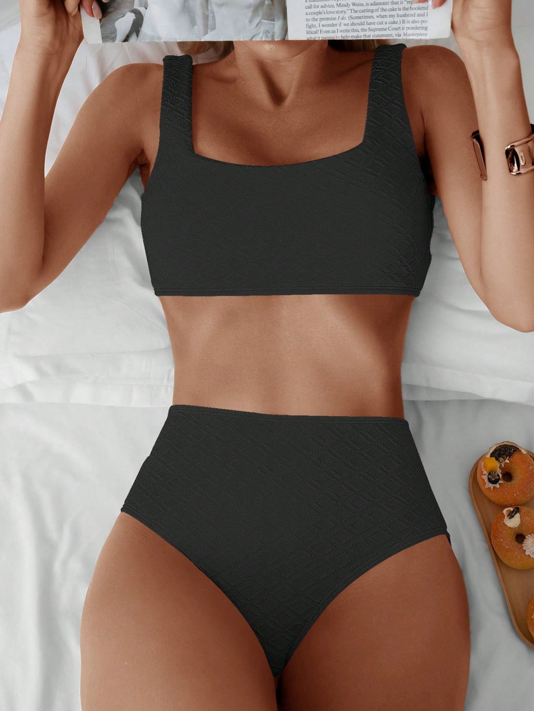 Damen Hochtailliertes Bikini-Set mit strukturiertem Oberteil – Maréssa
