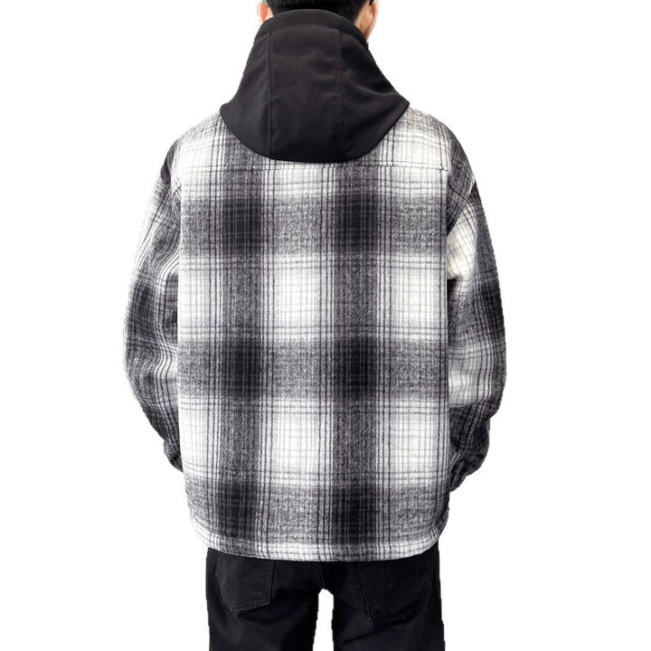 Herren karierte Übergangsjacke mit verstellbarer Kapuze und praktischen Taschen Echoarchiv