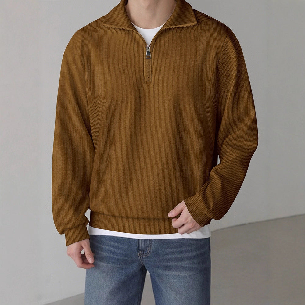 Herren lässiger Pullover mit halbem Reißverschluss Echoarchiv