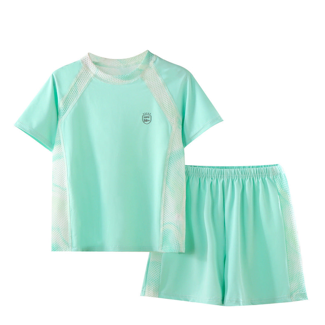 Damen nan UV-Schutz Bade-Set mit Kurzarm-Rashguard und elastischen Badeshorts Echo Archiv