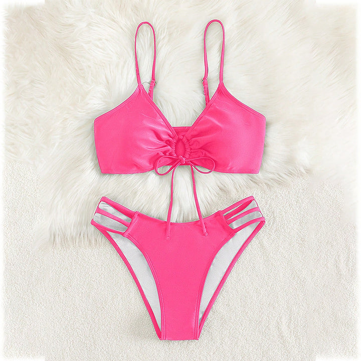 Damen Triangel-Bikini-Set mit Schleifen-Detail und modischen Einschnitten Echo Archiv