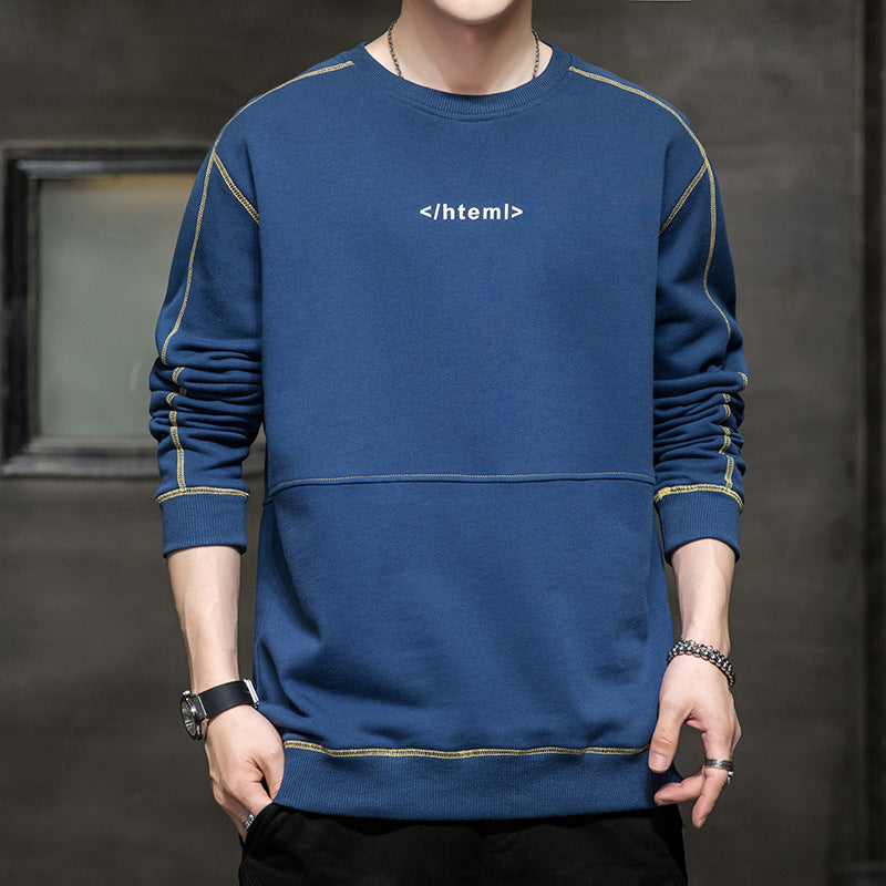 Herren lockeres Oversize‑Sweatshirt mit Kontrastnähten und Code‑Print Echoarchiv