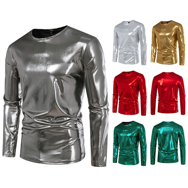 Herren stylisches Langarmshirt aus glänzendem Material Echoarchiv