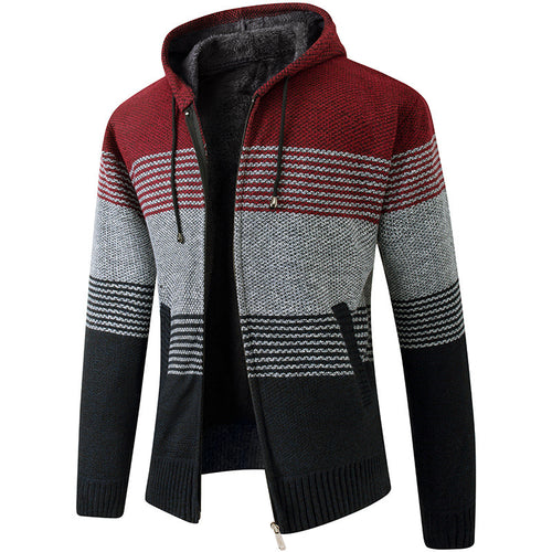 Herren Modische Strickjacke mit Kapuze und großzügigen Taschen Echoarchiv