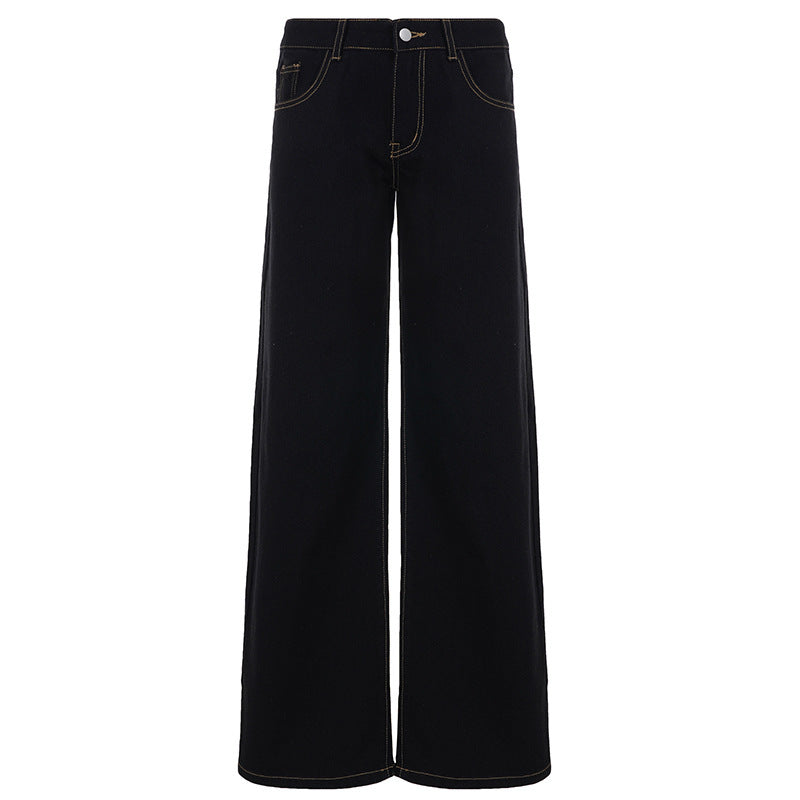 Damen High‑Waist Weite Schlagjeans aus Denim mit Five‑Pocket und Kontrastnähten – Dénora