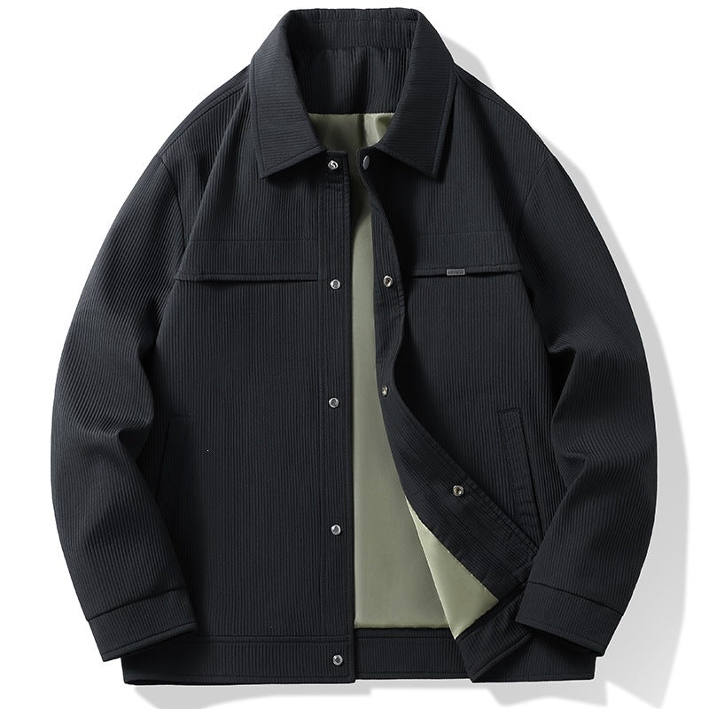 Herren Cord-Überhemdjacke mit Druckknopffront, durchgehendem Futter & Relaxed-Schnitt Echoarchiv