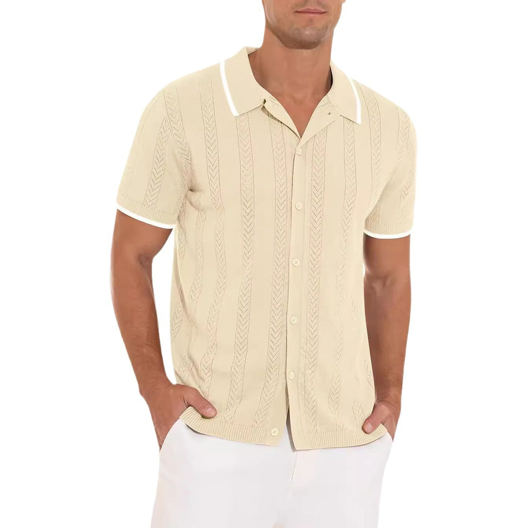 Herren Kurzarmpoloshirt mit strukturiertem Design Echoarchiv