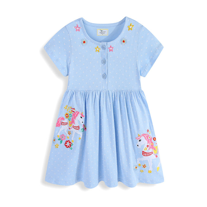 Mädchen Sommerkleid mit gesticktem Einhornmotiv Echo Archiv
