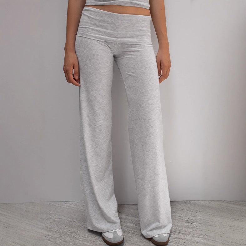 Damen nan weite Palazzohose mit Umschlagbund aus elastischem Viskosejersey Echo Archiv