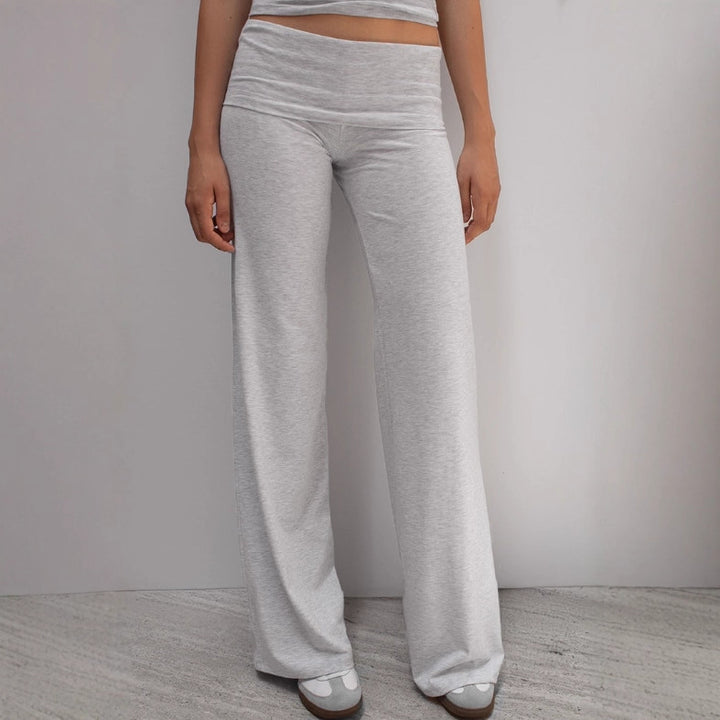 Damen nan weite Palazzohose mit Umschlagbund aus elastischem Viskosejersey Echo Archiv