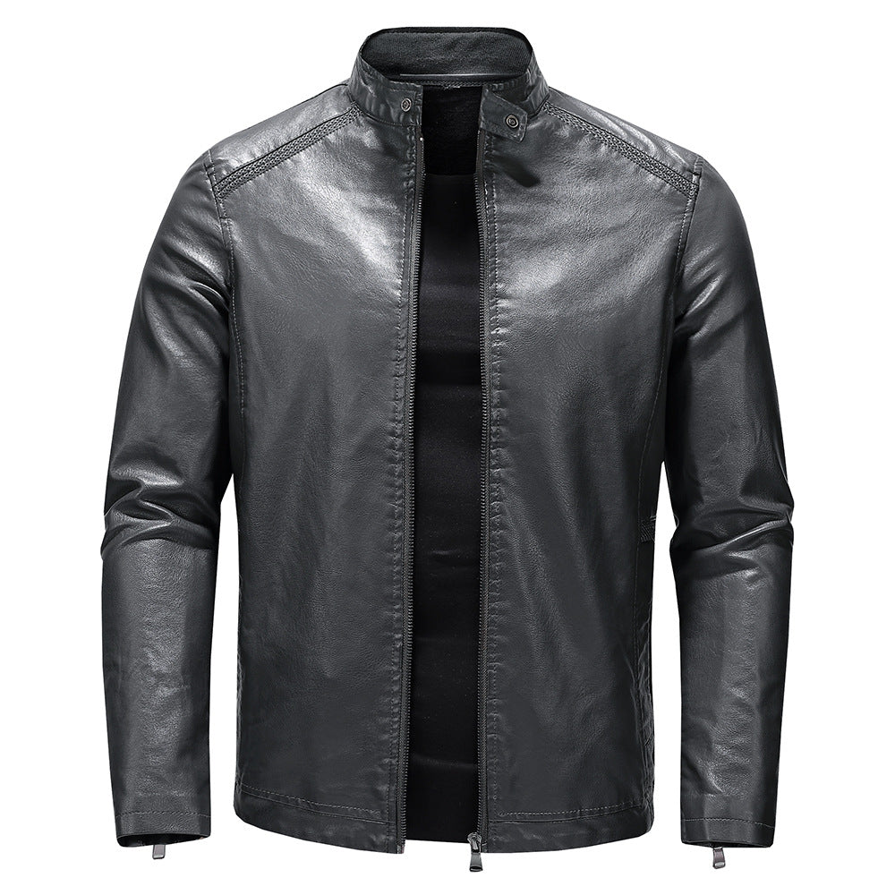 Herren Kunstlederjacke im modernen Casual-Stil mit praktischen Taschen Echoarchiv