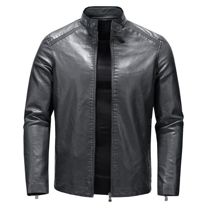 Herren Kunstlederjacke im modernen Casual-Stil mit praktischen Taschen Echoarchiv