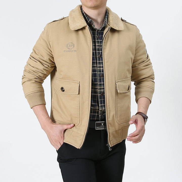 Herren Utility-Flightjacke aus Baumwollmix mit Teddykragen und aufgesetzten Pattentaschen Echo Archiv