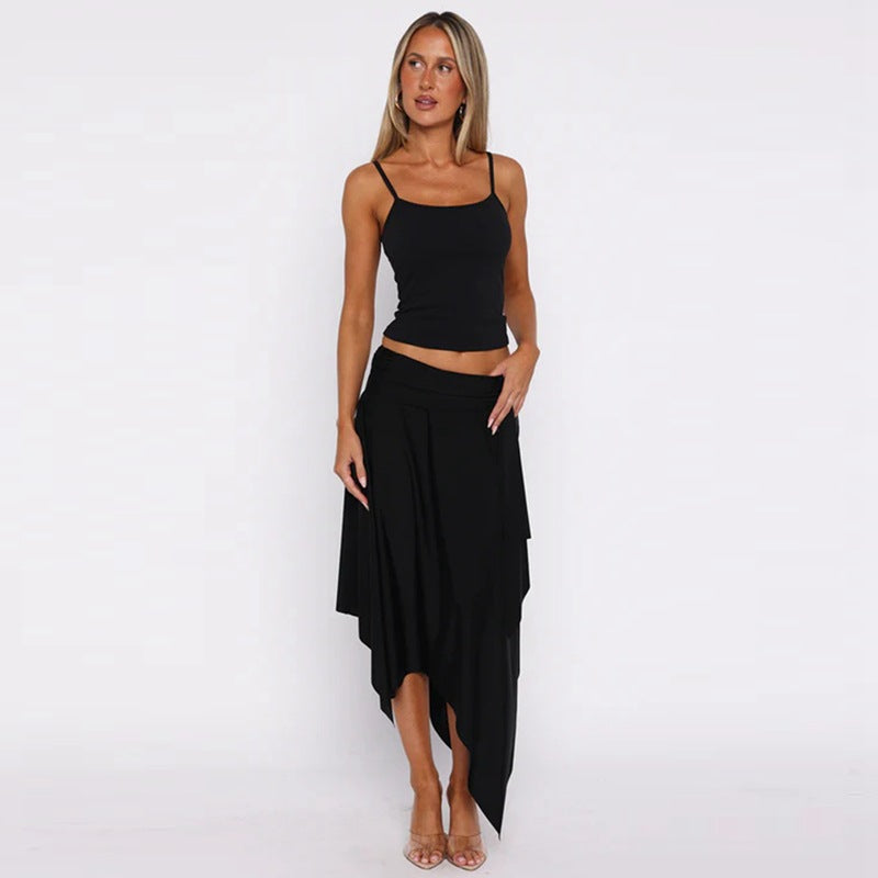 Damen Lässiges Sommerkleid mit asymmetrischem Saum und verstellbaren Trägern Echo Archiv