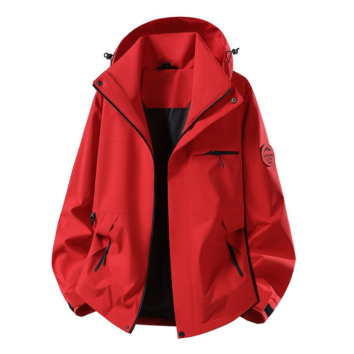 Herren Wetterfeste dreilagige Hardshelljacke mit verstellbarer Kapuze, verschweißten Nähten & Multifunktionstaschen Echoarchiv
