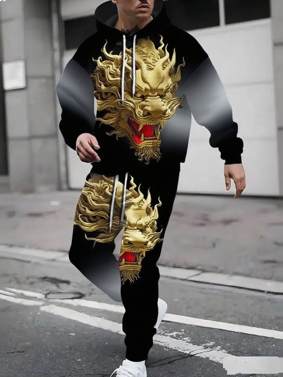 Herren Hoodie- und Jogginghose-Set mit einzigartigem Grafikdesign Echoarchiv
