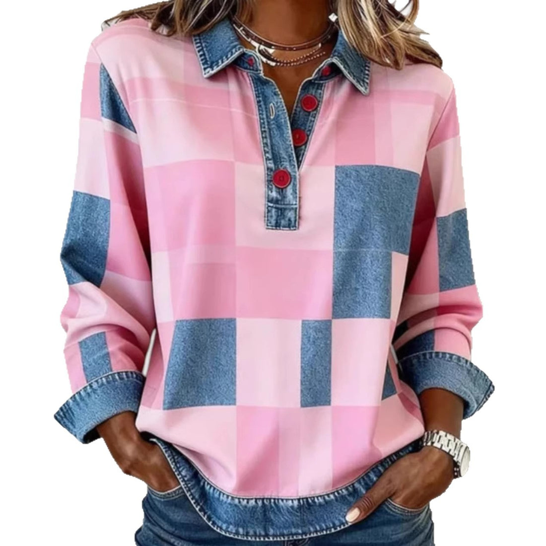 Damen Modische Pullover-Hemd – Mavelle
