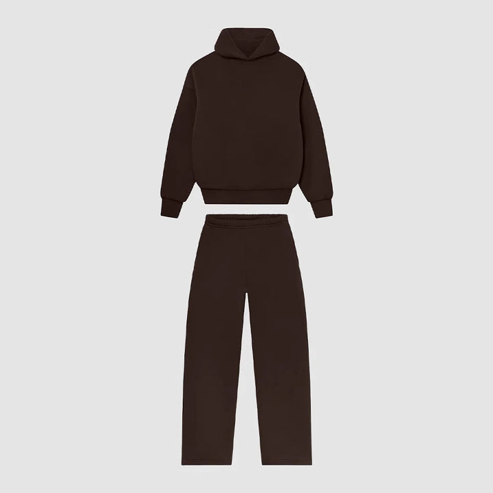 Unisex gemütliches Loungewear-Set mit hohem Rollkragen, relaxed-fit Sweatshirt und gerader Sweatpants – Auréline