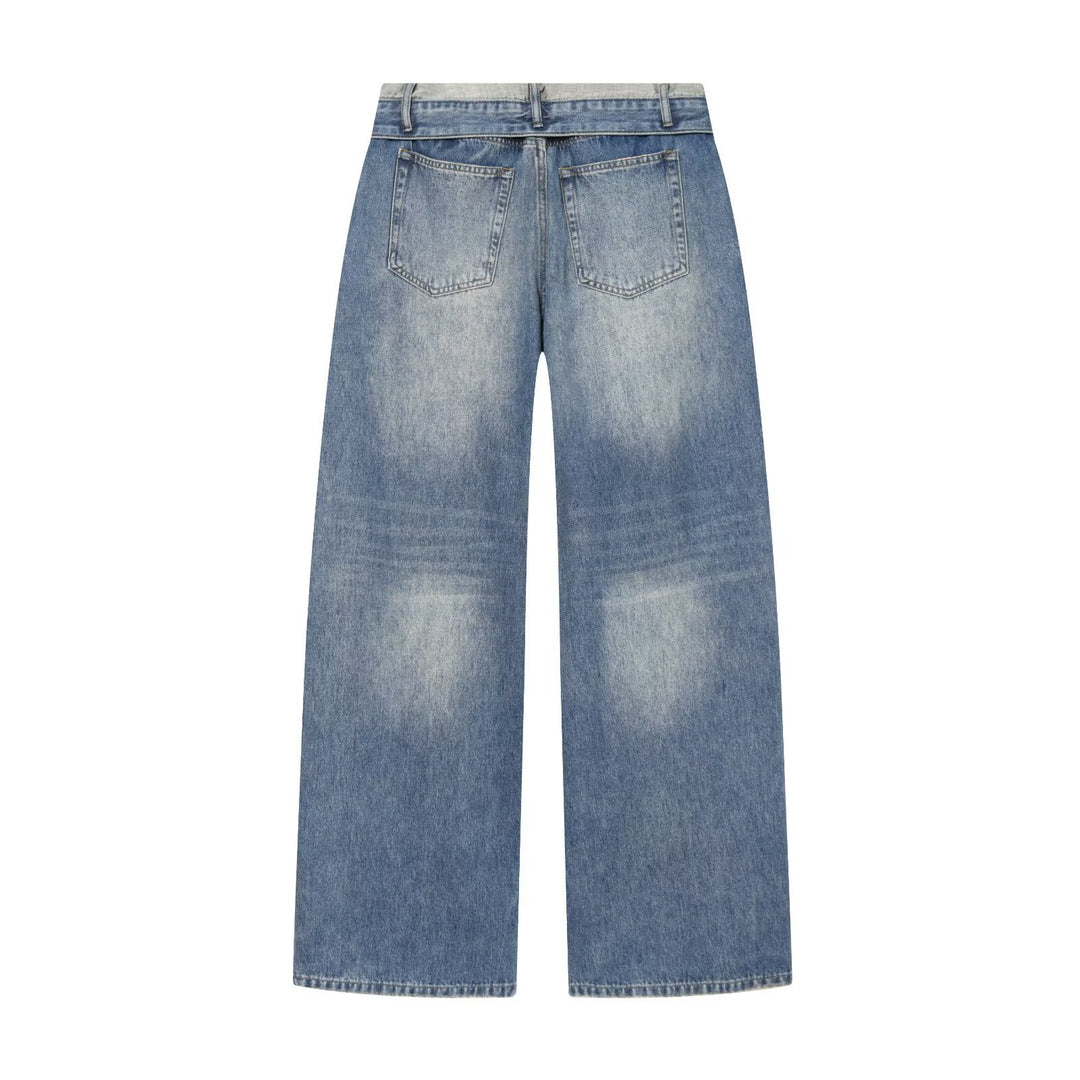 Damen Weite Ripped Denim‑Jeans mit Knie‑Löchern und hoher Leibhöhe Echo Archiv