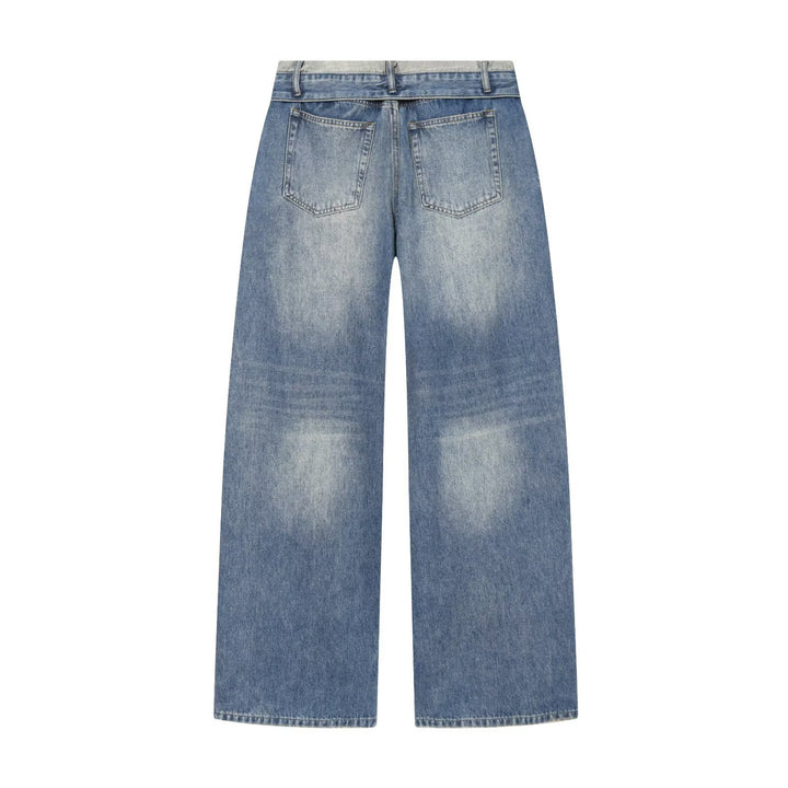 Damen Weite Ripped Denim‑Jeans mit Knie‑Löchern und hoher Leibhöhe Echo Archiv