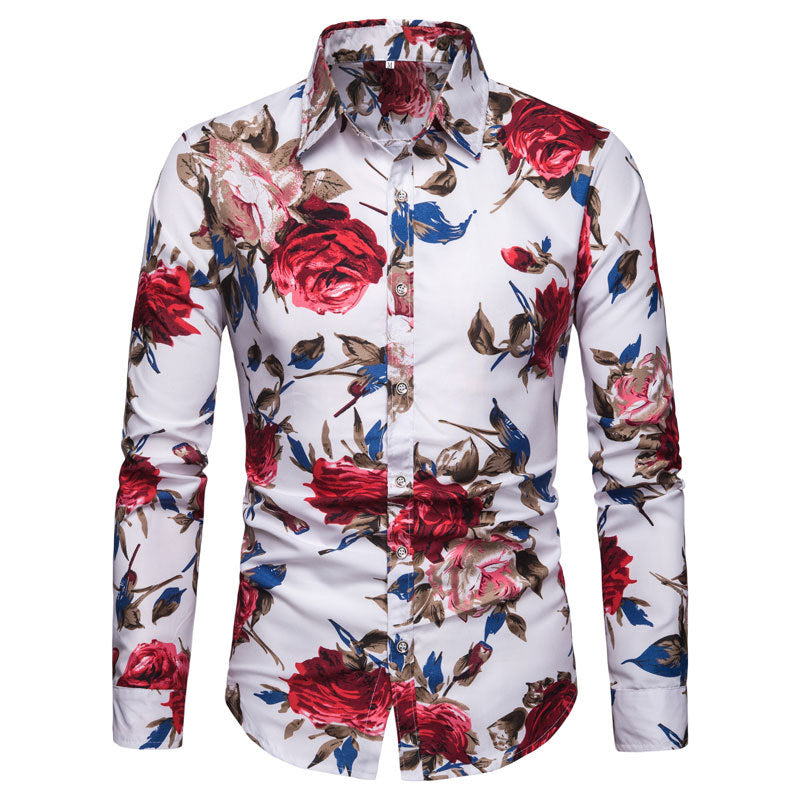 Herren Langarmhemd mit floralem Design Echoarchiv