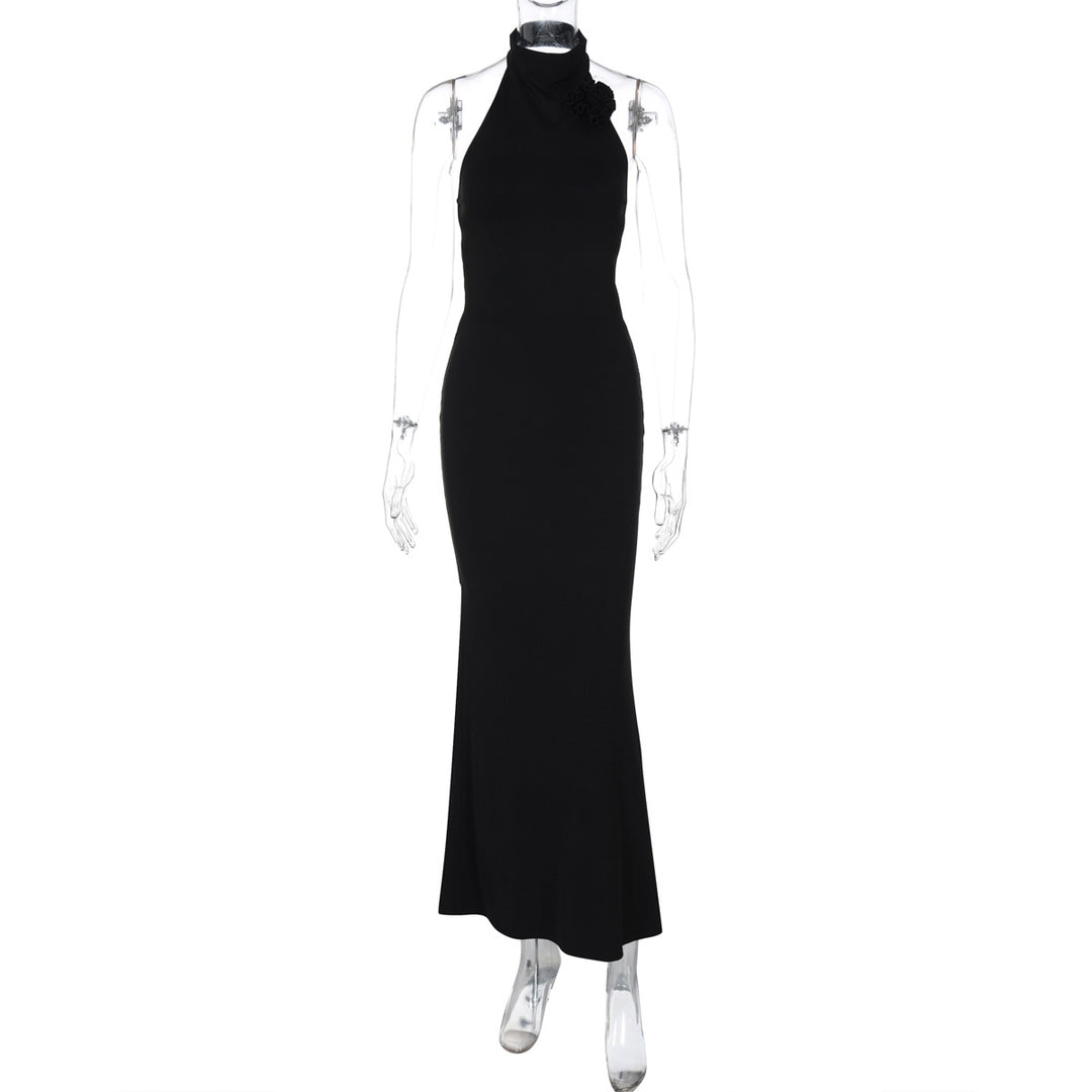 Damen Elegantes Maxi-Kleid mit raffiniertem Halter und floralem Akzent Echo Archiv