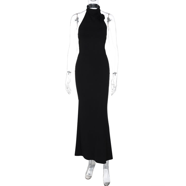Damen Elegantes Maxi-Kleid mit raffiniertem Halter und floralem Akzent Echo Archiv