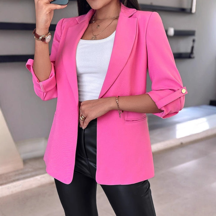 Damen nan taillierter Longblazer mit umlegbarem Revers aufgekrempelten Ärmeln und verdeckten Eingrifftaschen Echo Archiv