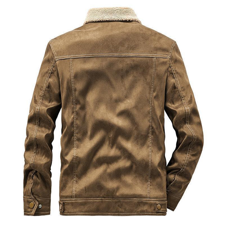 Herren Wildleder‑Optik Truckerjacke mit Teddyfutter und Druckknopfverschluss Echo Archiv