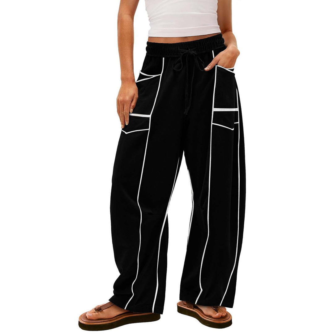 Damen nan weite Lounge-Hose mit Kordelzug, Kontrastpaspelierung und Cargo-Taschen Echo Archiv