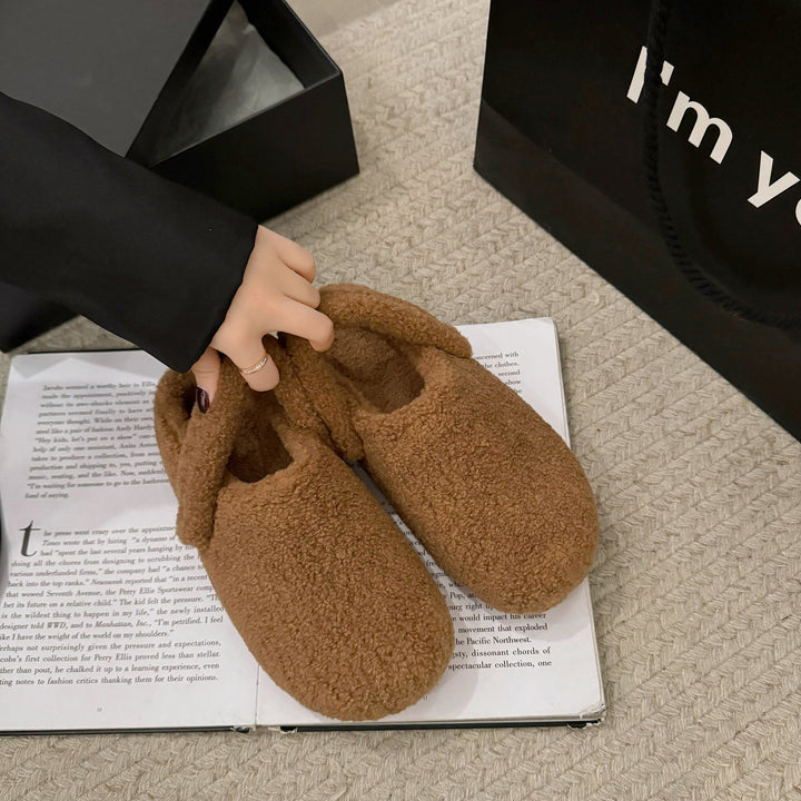 Damen Gefütterte Teddy-Pantoletten mit Umschlag und gepolstertem Komfortfußbett Echo Archiv