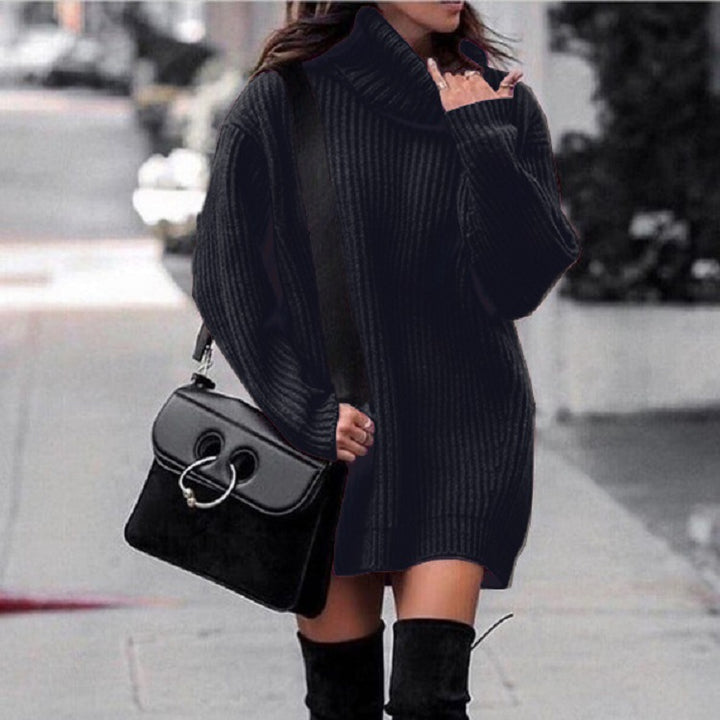 Damen Oversize-Longpullover mit Rollkragen, geripptem Feinstrick und figurumspielender Tunika-Länge Echo Archiv
