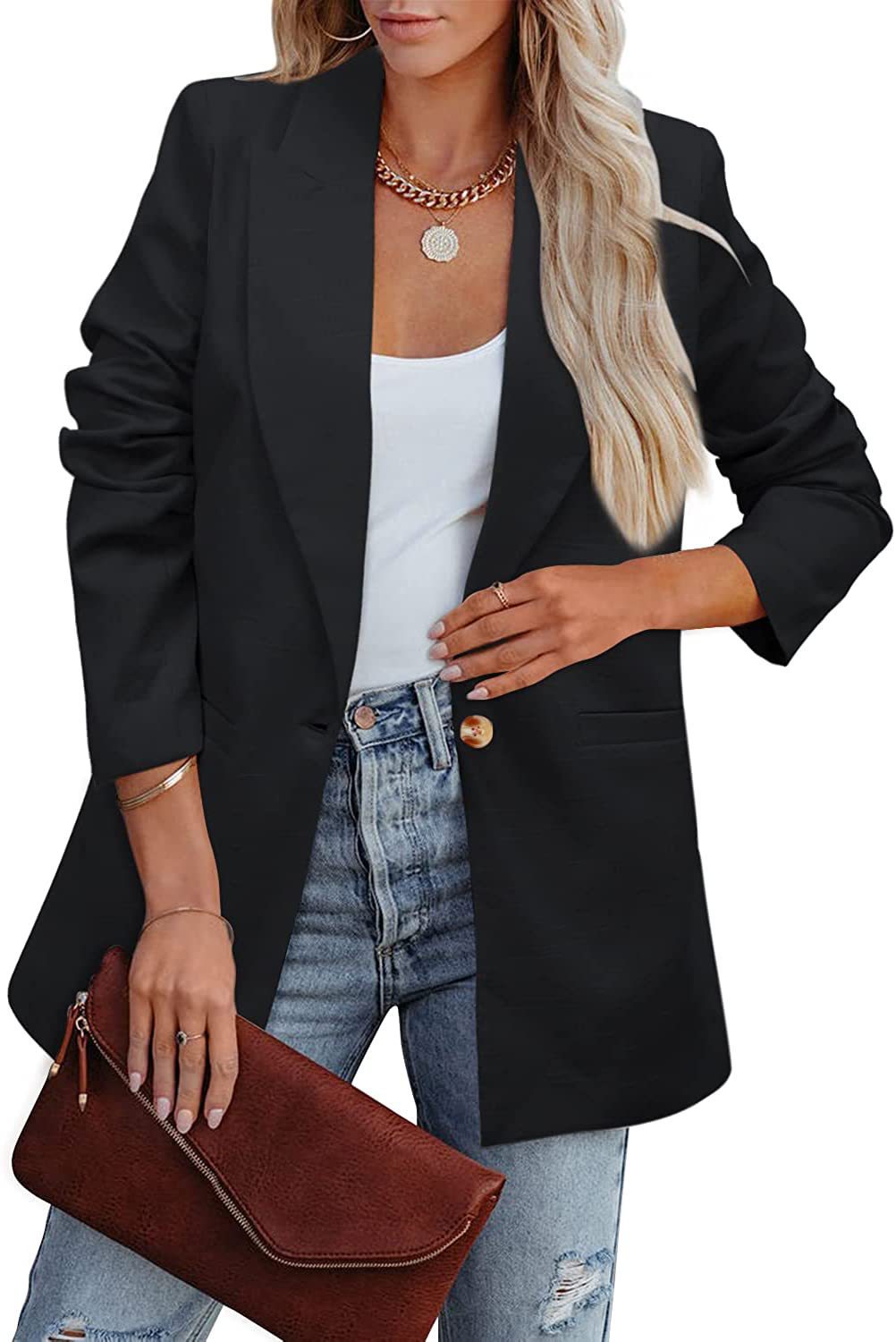 Echoarchiv | Doppelreihiger Blazer mit Gerafften Ärmeln und Taschen