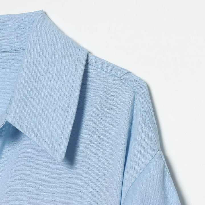 Damen Gekürzte Boxy-Bluse mit weiten Ballonärmeln und Hemdkragen Echo Archiv