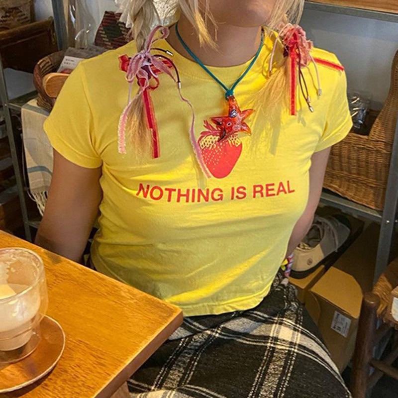 Damen Kreatives Grafik T-Shirt mit Erdbeer-Motiv Echo Archiv