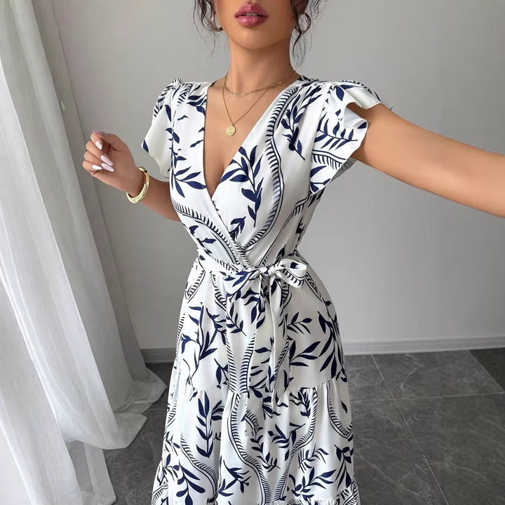 Damen Maxikleid im boho-inspirierten Design mit floralen Elementen und taillierbarem Gürtel Echo Archiv
