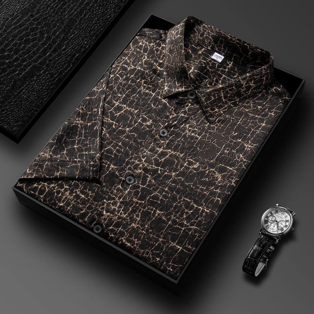 Herren Kurzarmhemd mit kunstvollem Marmor-Design Echoarchiv