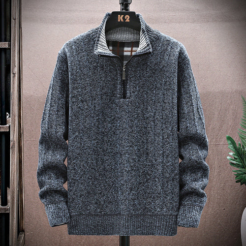 Herren strickpullover mit hohem Kragen und Reißverschluss Echoarchiv
